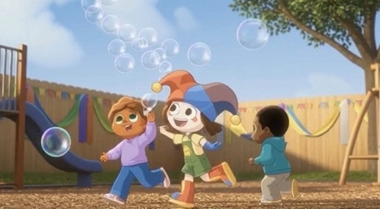 Little Pomni Plays With Bubbles And Friends