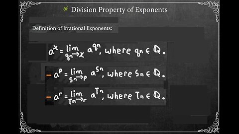 Inverse Function | Characteristics: EXTRA: Division Property for Irrational Exponents....p9