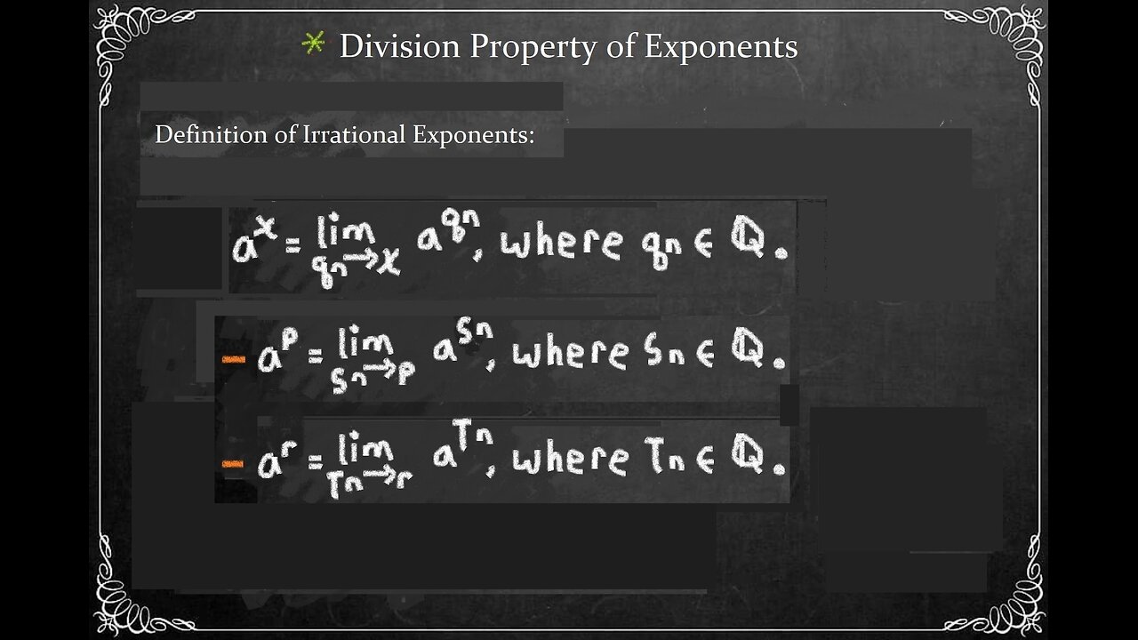 Inverse Function | Characteristics: EXTRA: Division Property for Irrational Exponents....p9