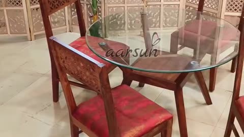 Sheesham Wood Bed & Small Dining Table | Handcrafted Solid Wood Furniture | Luxury Home Setup