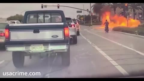 Teen catches fire after dirt bike crash in California