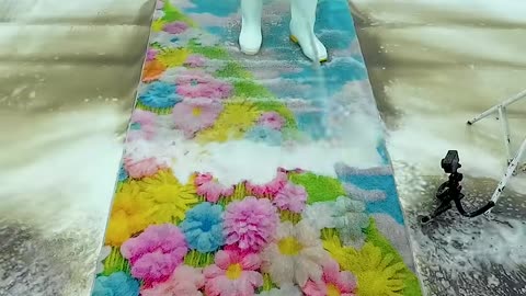 Carpet Cleaning With Beautiful Flowers Hidden In The Mud - ASMR Carpet Cleaning #shorts