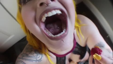 Giantess vore Pov - Giant woman eat gummy bears