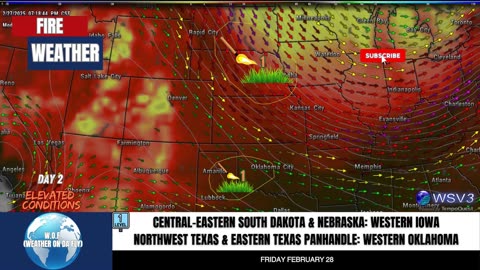 🔥 Elevated Fire Weather: TX, SD, NE, OK, IA! 2/27/25 #shorts #weatheralert #fireweather