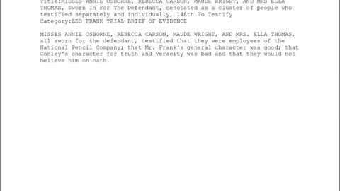 ANNIE OSBORNE, REBECCA CARSON, MClAUDE WRIGHT, AND ELLA THOMAS, 148th To Testify