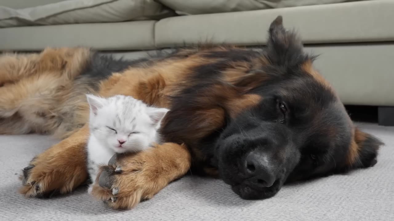 German shepherd meet little kitten #pet adventure MeoWnMore