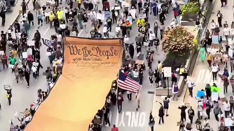 For the No Kings Day Protest in Chicago they had this massive US Constitution “We The People