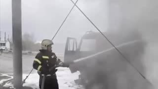 To all the nightly surprises, there's another nice bonus: a burnt-out fuel truck at a gas