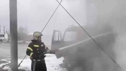 To all the nightly surprises, there's another nice bonus: a burnt-out fuel truck at a gas