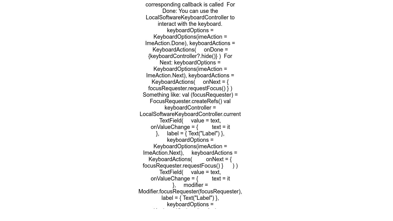 Jetpack compose Setting ImeAction does not close or change focus for the keyboard