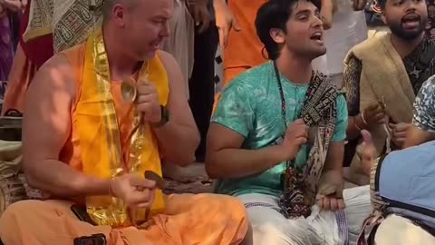 Kirtan gathering in Sri Vrindavan Dham, India October 2025