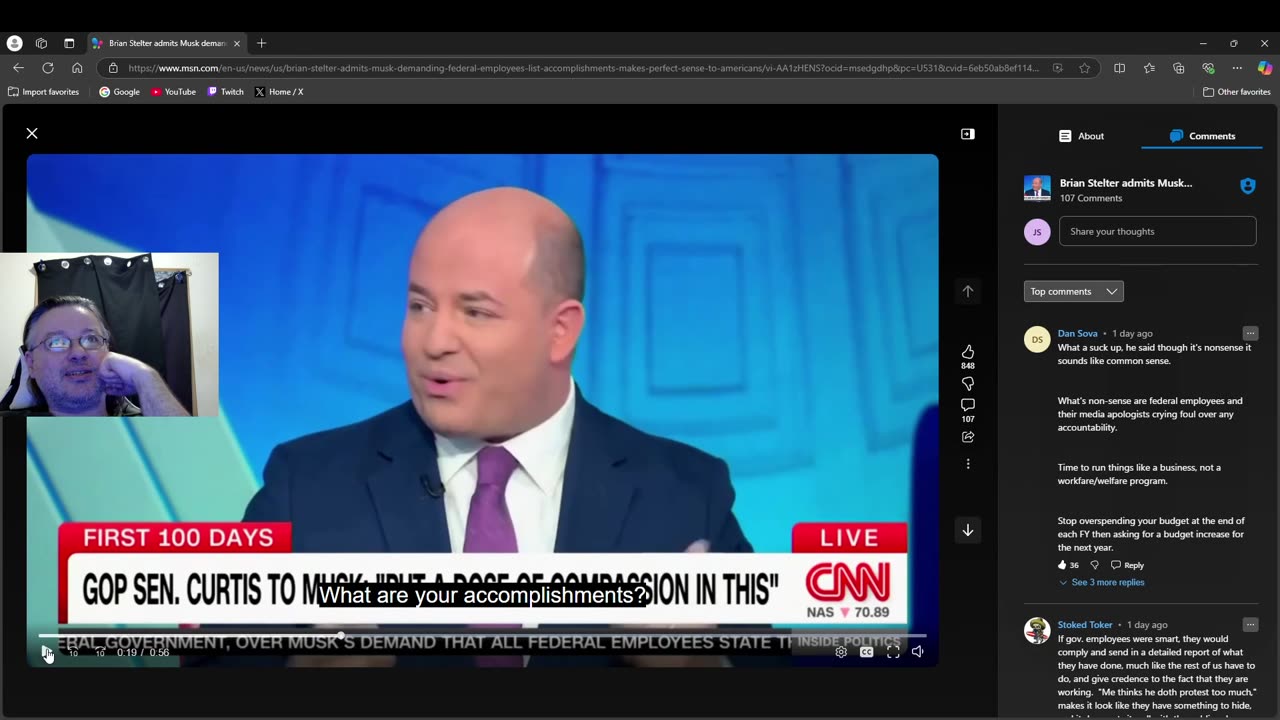 Brian Stelter almost admits that federal employees should justify their jobs