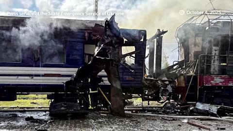 Russian drone strike hits passenger trains in Ukraine