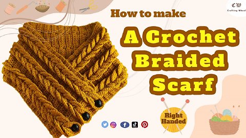 How to make a crochet braided scarf cowl ( Right handed )