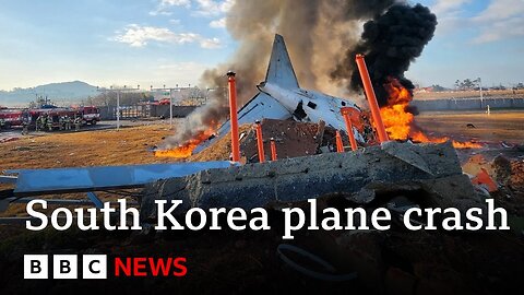 Footage of strong fire that broke out after horrible plane crash in South Korea