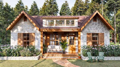 40'x40' ( 12x12m) Discover the Charm of a Rustic 3-Bedroom Cozy Cottage