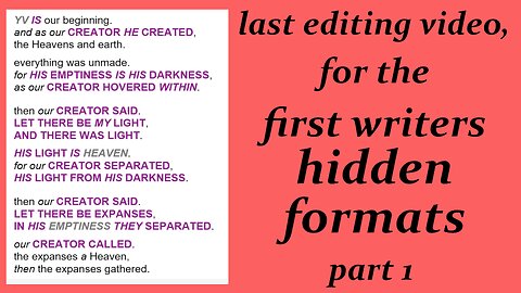 last editing video of the hebrew text of the first writers hidden formats part 1- [Jesus] [bible]