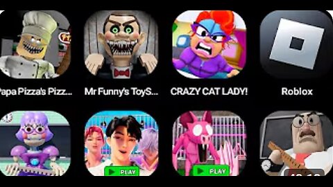 Papa Pizza's Pizzeria!, Mr Funny's ToyShop, CRAZY CAT LADY, Roblox, Miss Ani-Tron's Part 1