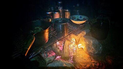 Flint and steel fire making.