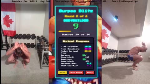 Everyday 450 push ups and 180 Burpees!