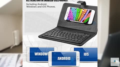 Portable Bluetooth Keyboard with Leather Case, Universal Keyboard with Detachabl