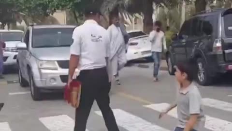 He blocks everything because he has to pray to Allah. Where are his parents?