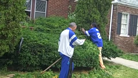DAVE HELPING SHEA TRIM BUSHES, THE SHEA SHOW