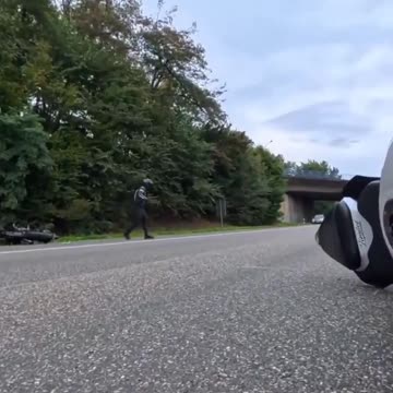 This gotta be like a 1 in a billion accident… bike went autopilot KO mode