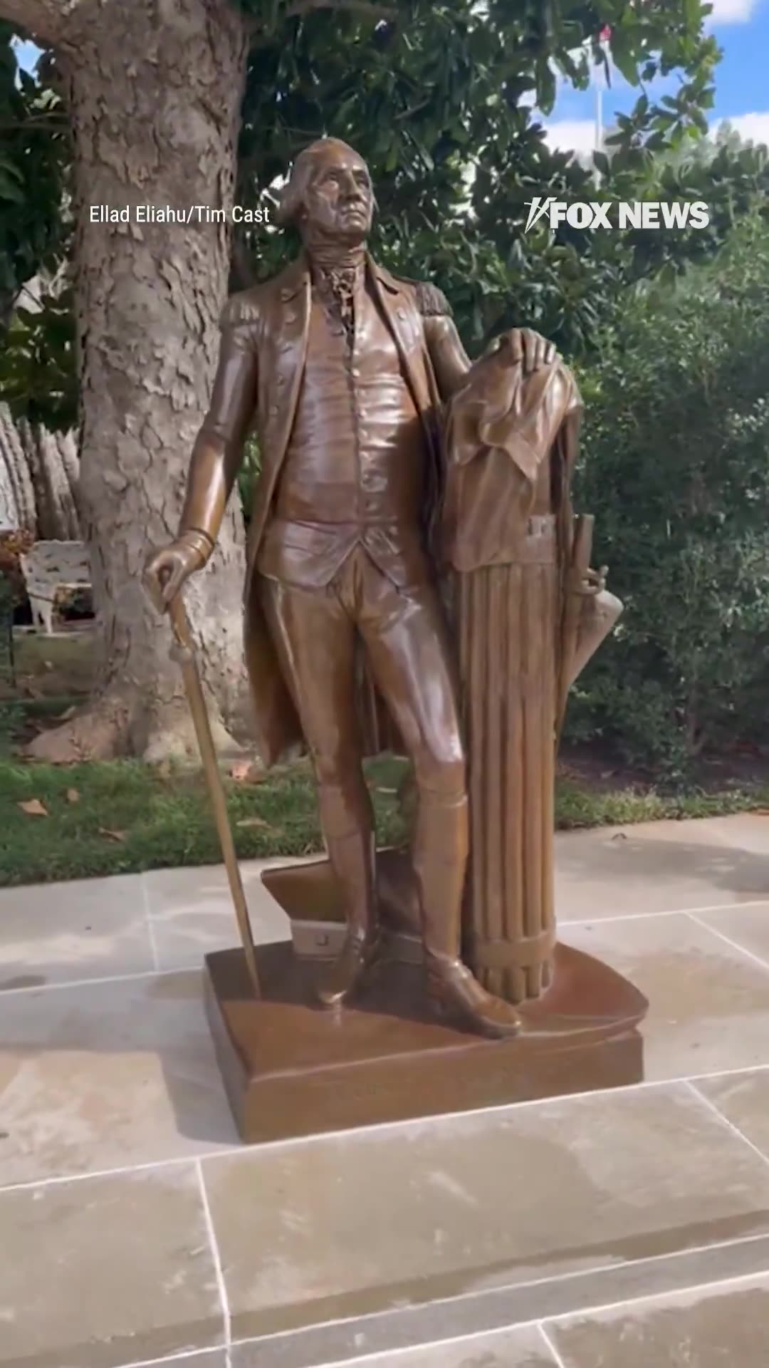 President Trump has installed a bronze statue of George Washington in the Rose Garden