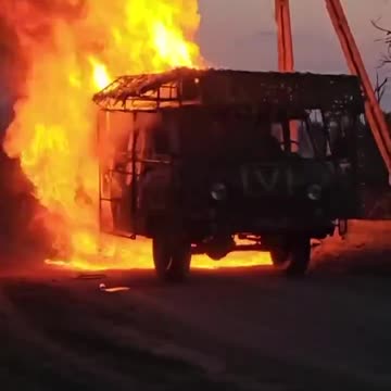 Russians Film Van Fully Engulfed in Flames