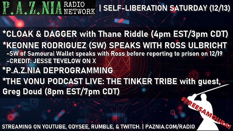 [P.A.Z.NIA RADIO NETWORK] #FreeSamouraiSaturday: Cloak & Dagger + Vonu Podcast LIVE (LIVE/CALL IN)