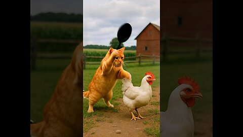 The orange cat eats a chicken 😂 #cat #funnycats #funny #ai #قطط #orangecat #cute