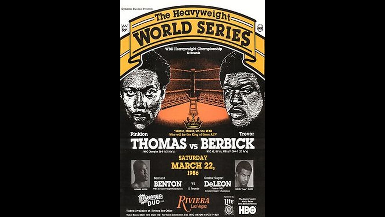 Pinklon Thomas vs Trevor Berbick - Mar 22 1986 - Riviera Hotel, Las Vegas, NV