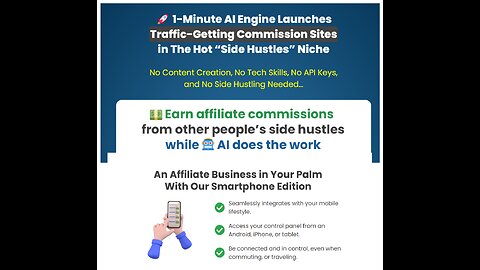 Side Hustle Profit Engine Demo: Creates Traffic-Boosting Commission Sites in "Side Hustles" Market