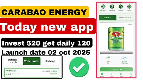 Carabao energy drink ll New app today ll Keise earning hoga