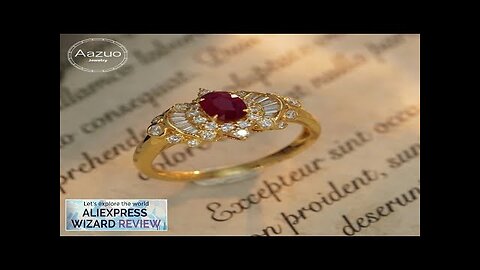 Aazuo Genuine 18K Yellow Gold Rings For Women Sparkling Oval Ruby Diamonds Review