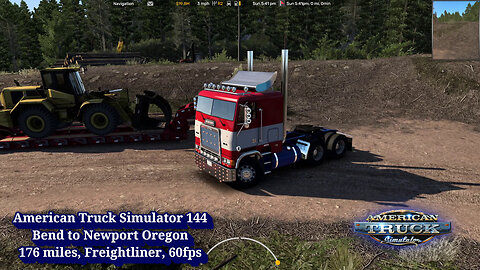 American Truck Simulator 144, Bend to Newport Oregon, 176 miles, Freightliner, 60fps