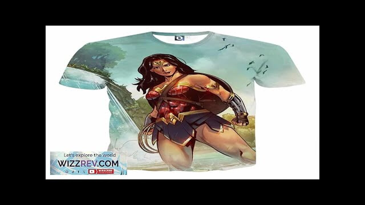 Wonder Woman Superhero Standing In Falls With Shield T-shirt Review