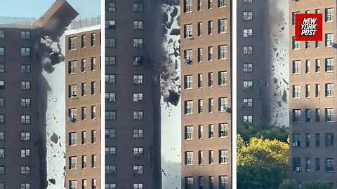 Dramatic moment huge section of Bronx building plunges to the ground 