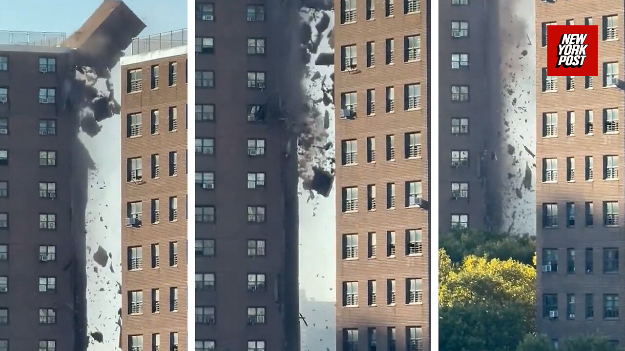 Dramatic moment huge section of Bronx building plunges to the ground