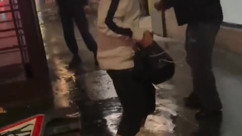 The usual suspect who moIests a woman is caught by British patriots. Let's hope