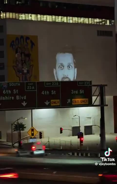 Projected on a building in LA 😂😂😂