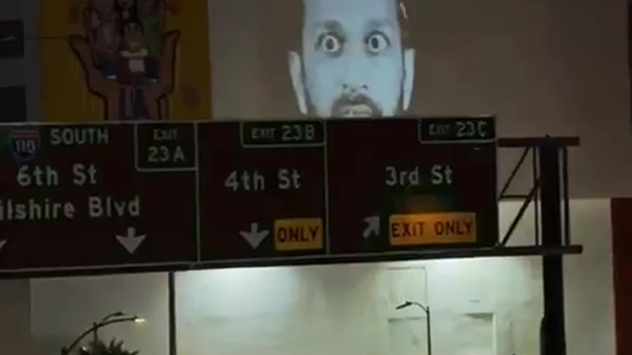 Projected on a building in LA 😂😂😂