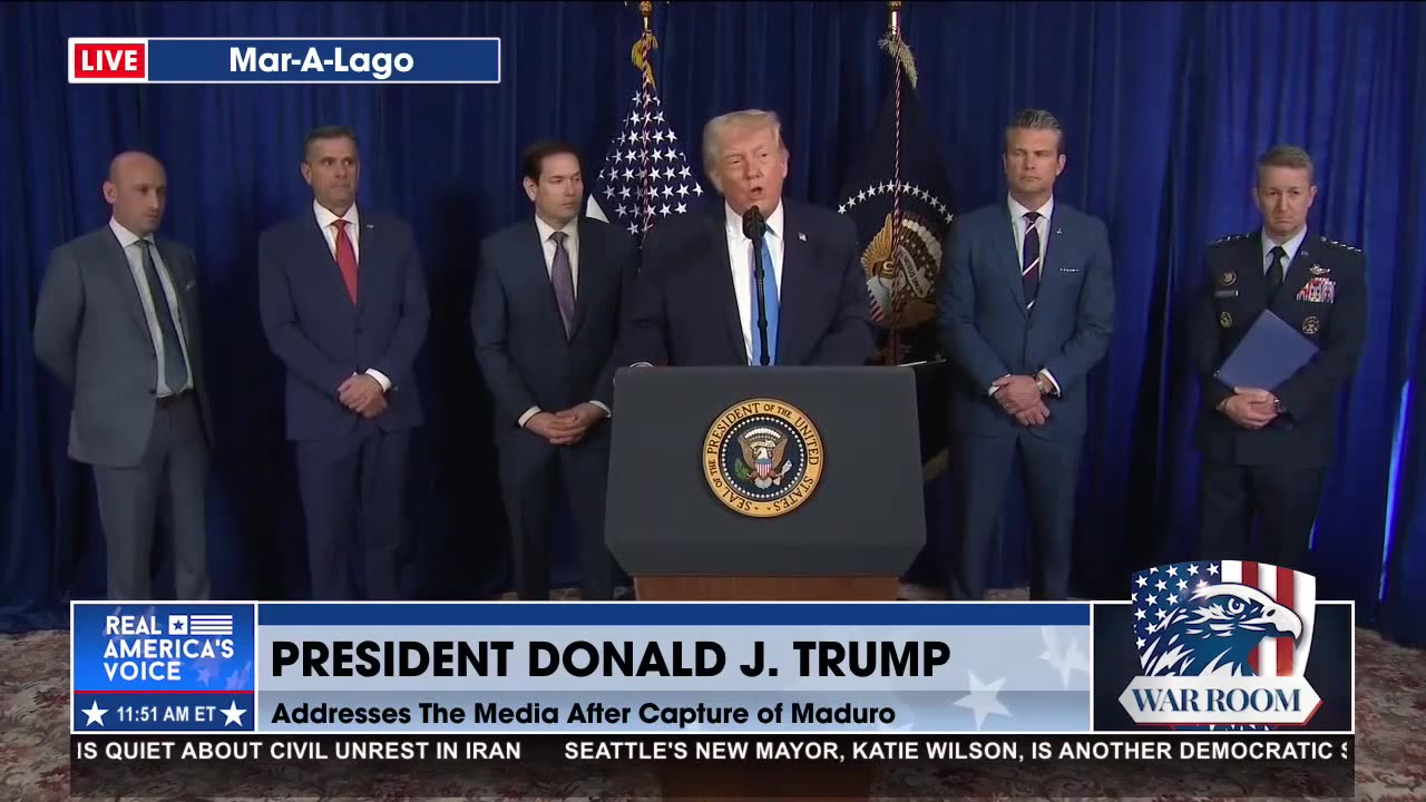President Trump Addresses The Media After The Capture Of Venezuelan President Nicolas Maduro