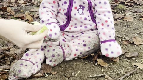 Baby Kayla Feeding Lettuce to the Bunnies | Gentle Animal Moment