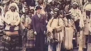 Blackfeet Indians arriving in New York City in 1927.
