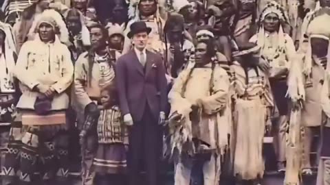 Blackfeet Indians arriving in New York City in 1927.