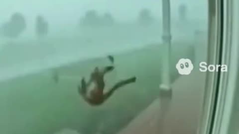 WILD Monkey Screams Loudly During BIG Storm Caught on Camera! #hurricane