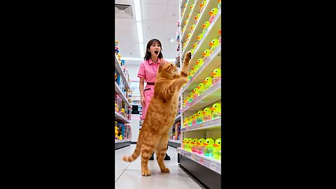 🐱✨ Cute Cat Shares Colorful Neon Duck Toys With New Friends On The Street #hmminds