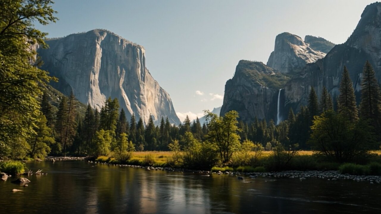 Majestic Mountain Valley with Waterfall | Relaxing Nature Sounds & Scenic Views